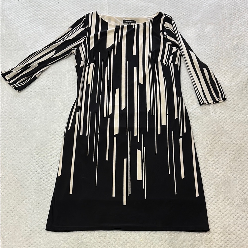 Nine West Black and Cream Striped Dress
